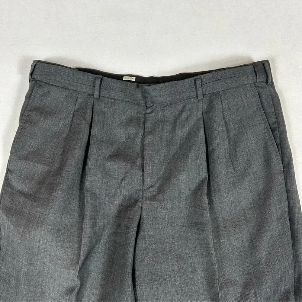 Eddie Bauer Vintage Pleated Wool Slacks Men’s 38 Elastic Waist Slash Pocket